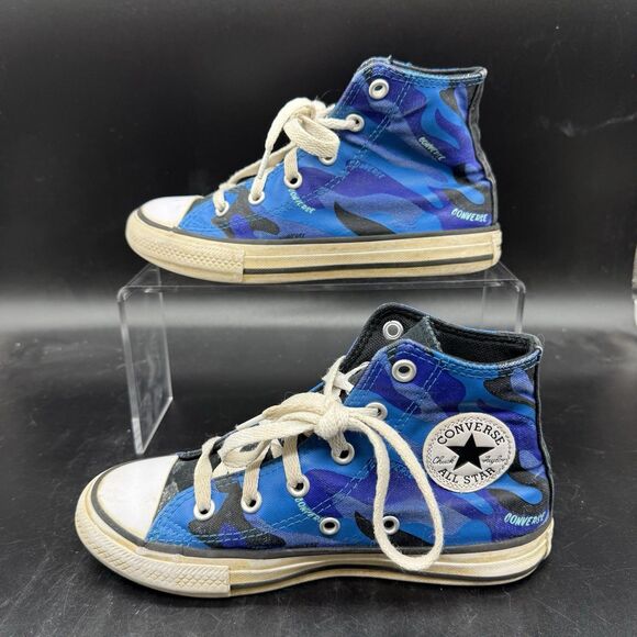 Converse All Star Hi top Chucks Youth Size 1 blue black camo casual school - Picture 2 of 7
